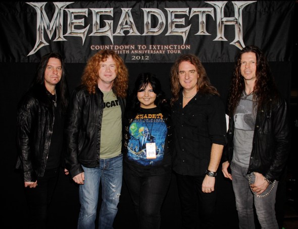 From left to right: Shawn Drover, Dave Mustaine, Me, David Ellefson, Chris Broderick.