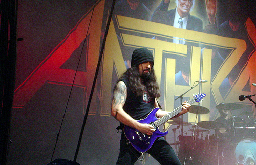 Caggiano onstage with Anthrax. Photo courtesy clintjcl on Flickr.